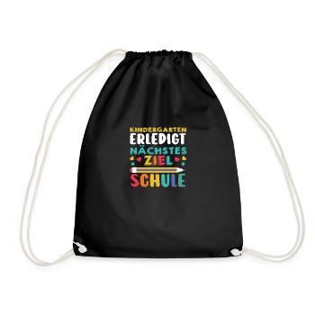 1 Grade School Child Back to School Kindergarten Kita E - Drawstring Bag - black - Front