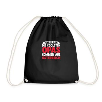 Austrian, Grandpa, Grandfather, Austria - Drawstring Bag - black - Front