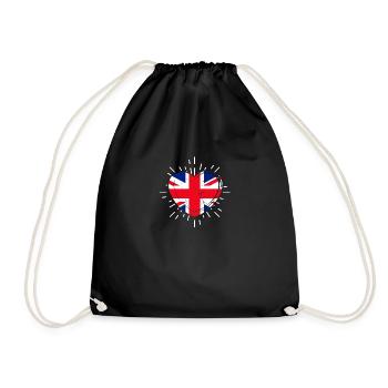 Great Britain Germany Heart England - Drawstring Bag - black - Front