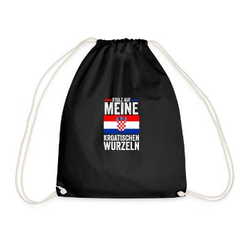 Kroate Kroatisch Kroatien - Turnbeutel - Schwarz - Vorne