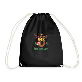 Santa Claus Christmas Party Sloth - Drawstring Bag - black - Front