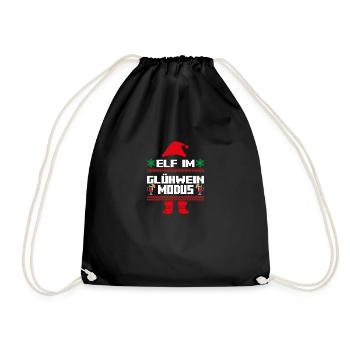 Christmas Elf Christmas Santa Claus Mulled Wine - Drawstring Bag - black - Front