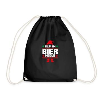 Weihnachtself Weihnachten Weihnachtsmann Bier Elf - Turnbeutel - Schwarz - Vorne
