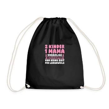 Mom of 2 children - Drawstring Bag - black - Front