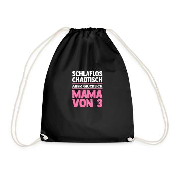 Mama Von 3 Kindern - Turnbeutel - Schwarz - Vorne