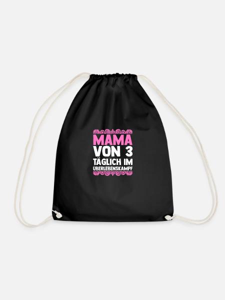 Mama Von 3 Kindern - Turnbeutel - Schwarz
