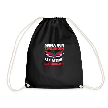 Mom of twins - Drawstring Bag - black - Front
