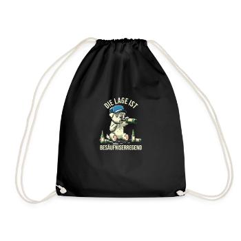 The location is drunk beer dog - Drawstring Bag - black - Front