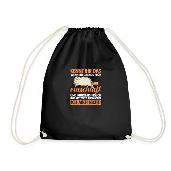 Lazy Late Riser Motivation Cat - Drawstring Bag - black - Front