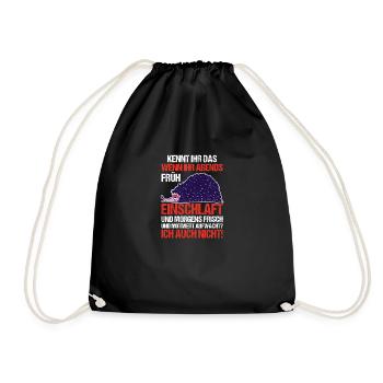 Lazy Late Riser Motivation Hedgehog - Drawstring Bag - black - Front