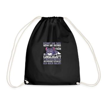 Lazy Late Riser Motivation Cat - Drawstring Bag - black - Front