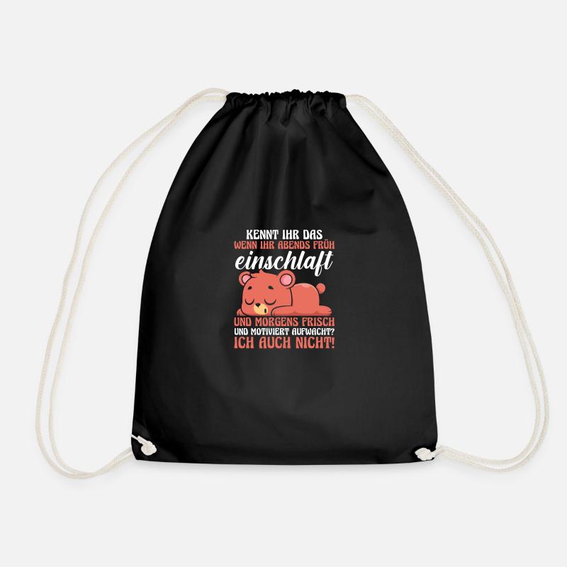 Ours de motivation Lazy Late Riser - Sac de sport léger - noir