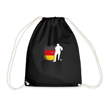Eishockeyspieler Deutschland Flagge Eishockey - Turnbeutel - Schwarz - Vorne