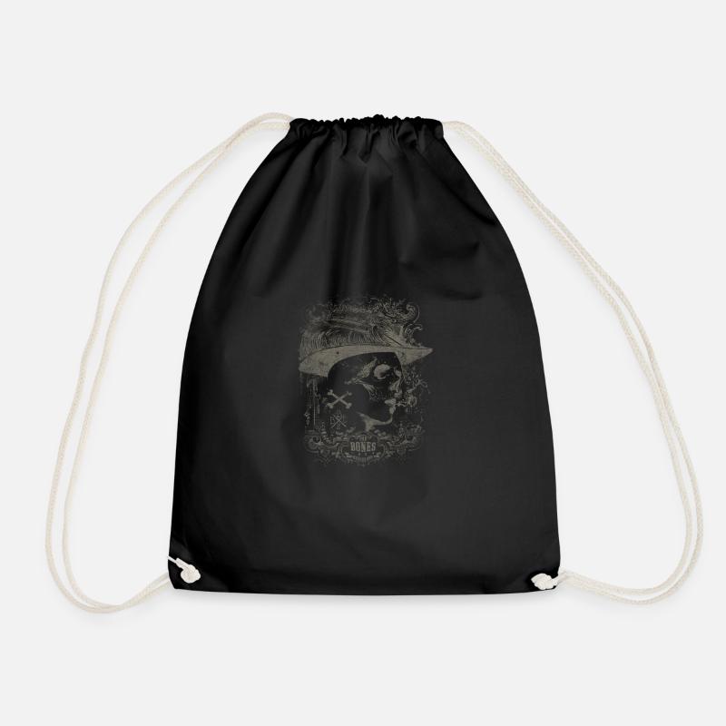 Crâne de visage vintage avec chapeau et os Design - Sac de sport léger - noir
