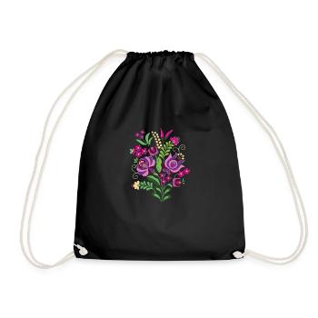 ungarische blumen,blumenherz,Herz,ornamente,blumen - Turnbeutel - Schwarz - Vorne