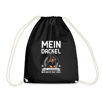 Dackel Hund Dackel Besitzer Geschenk - Turnbeutel - Schwarz - Vorne