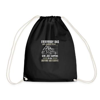 Motorcycle Superbike Biker Gift · Addiction - Drawstring Bag - black - Front