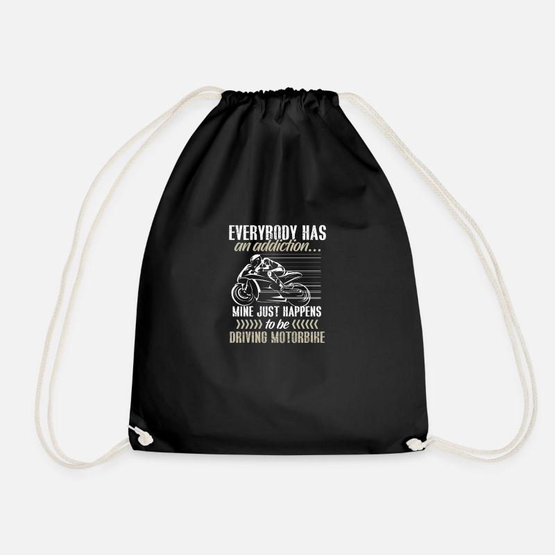 Motorcycle Superbike Biker Gift · Addiction - Drawstring Bag - black