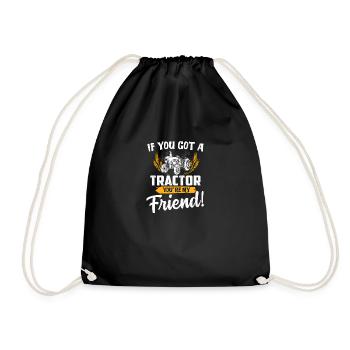 Tractor agriculture farmer gift · friend - Drawstring Bag - black - Front