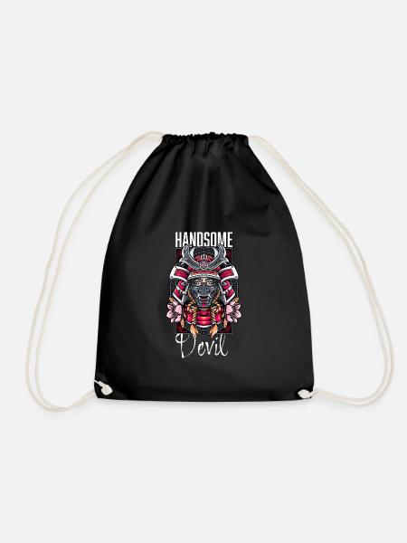 Japanese Demon Art Face Skull Devil Oni Vaporwave - Turnbeutel - Schwarz