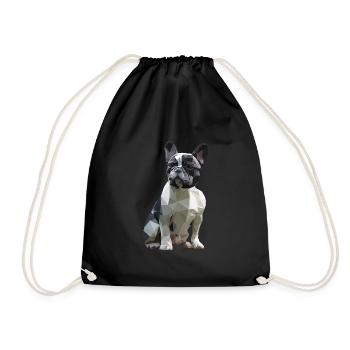 French Bulldog Low Poly Design - Drawstring Bag - black - Front