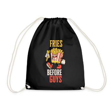 Fries Befor Guys Lustiges Pommes Design - Turnbeutel - Schwarz - Vorne