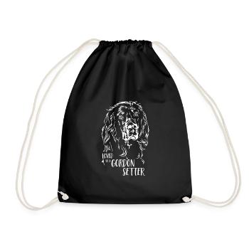 Loved by a Gordon Setter Dog Saying Hunting Dogs - Drawstring Bag - black - Front