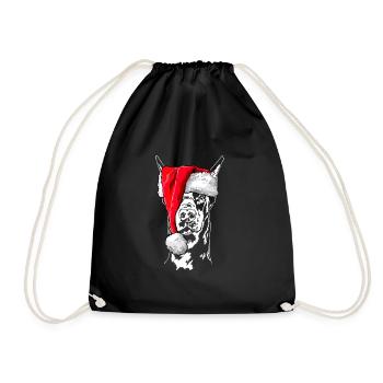 Santa Doberman Christmas Dogs Wilsigns - Drawstring Bag - black - Front
