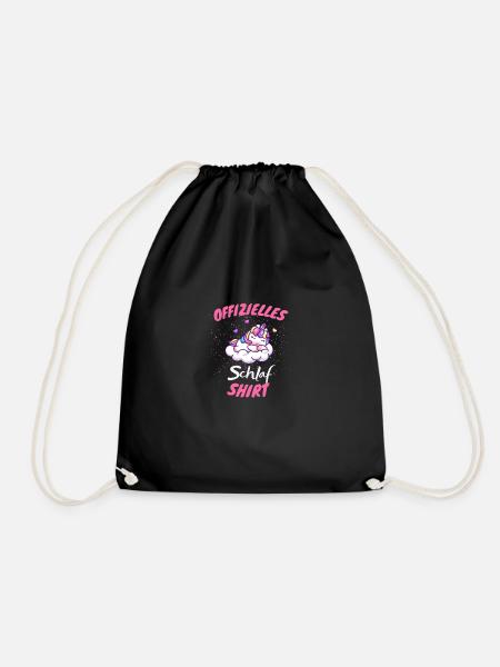 Schlafendes Tier Offizielles Schlaf Shirt Einhorn - Turnbeutel - Schwarz