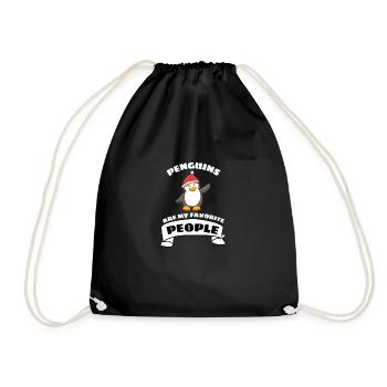 Christmas Zoo Animal Santa Claus Penguin - Drawstring Bag - black - Front