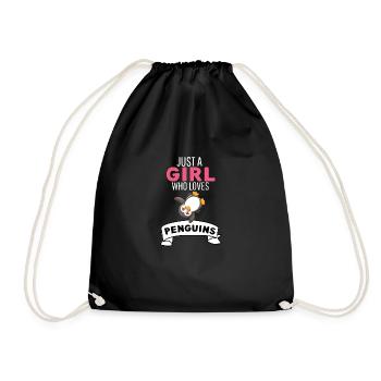 Antarctic Zoo Animal Girl Gift Penguin - Drawstring Bag - black - Front
