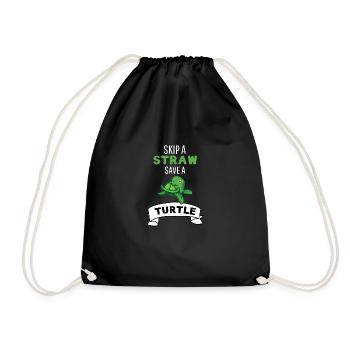 Ozean Tier Geschenk Rette eine Schildkröte - Turnbeutel - Schwarz - Vorne