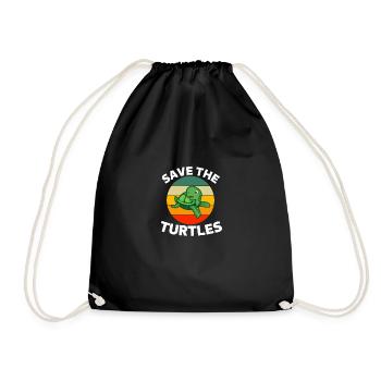 Rette die Schildkröten Geschenk Retro Schildkröte - Turnbeutel - Schwarz - Vorne