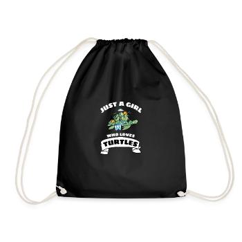 Nature Landscape Animal Girl Gift Turtle - Drawstring Bag - black - Front