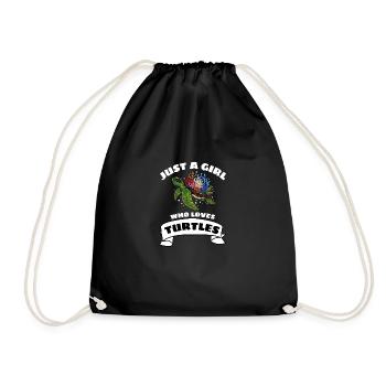 Only a girl who loves turtles turtle - Drawstring Bag - black - Front