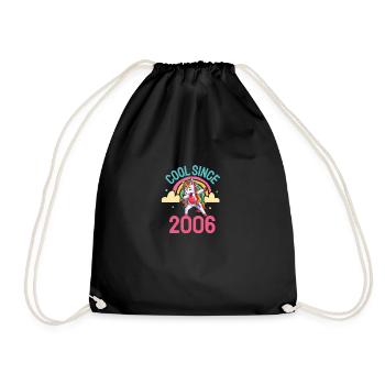 Cool since 2006 Dabbing Unicorn 16th birthday - Drawstring Bag - black - Front