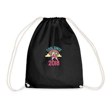 Cool since 2018 Dabbing Unicorn 4th Birthday - Drawstring Bag - black - Front