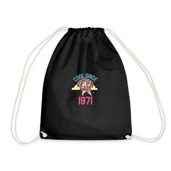 Cool since 1971 Dabbing Unicorn 51st birthday - Drawstring Bag - black - Front
