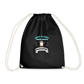 Zoo Animal Lovers Girl Gift Penguin - Drawstring Bag - black - Front