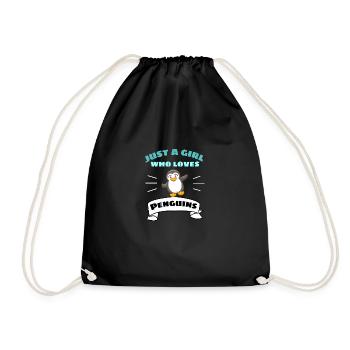 Antarctic Zoo Animal Girl Gift Penguin - Drawstring Bag - black - Front