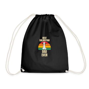 Retro Best Dog Papa Dalmatian - Drawstring Bag - black - Front