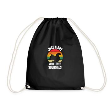 Young Forest Animal Retro Squirrel - Drawstring Bag - black - Front