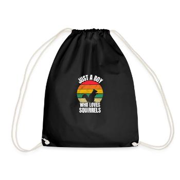 Retro Rodent Forest Animal Young Squirrel - Drawstring Bag - black - Front