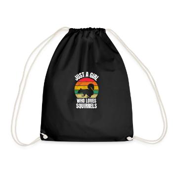 Nature Animal Forest Dweller Girl Retro Squirrel - Drawstring Bag - black - Front