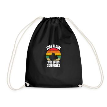 Girl Forest Animal Gift Retro Squirrel - Drawstring Bag - black - Front