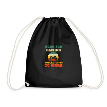 To Gamble Born Retro Gamer Funny Gaming - Drawstring Bag - black - Front