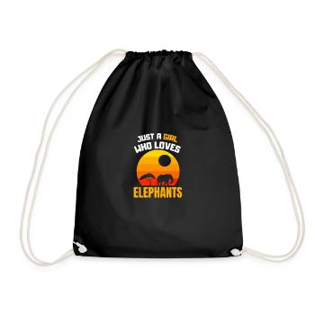 Afrika Zoo Tier Retro Mädchen Geschenk Elefant - Turnbeutel - Schwarz - Vorne