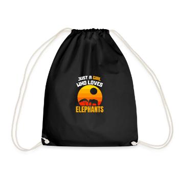 Animal Lovers Africa Animal Girls Retro Elephant - Drawstring Bag - black - Front