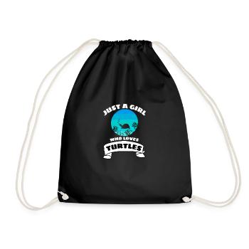 Animal Lovers Ocean Animal Girl Retro Turtle - Drawstring Bag - black - Front