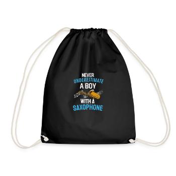 Never underestimate a boy with a saxophone - Drawstring Bag - black - Front